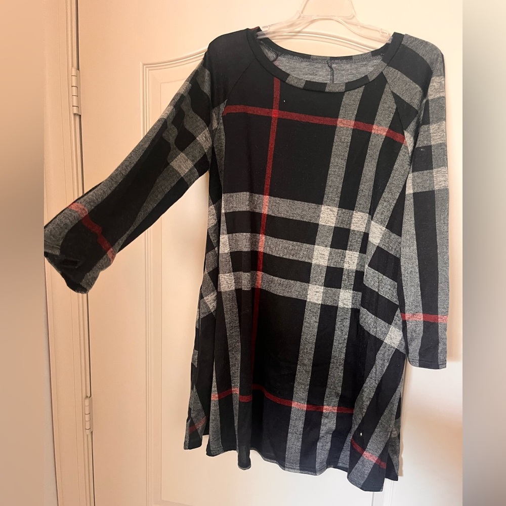 Brand New Plaid Long Sleeve Dress